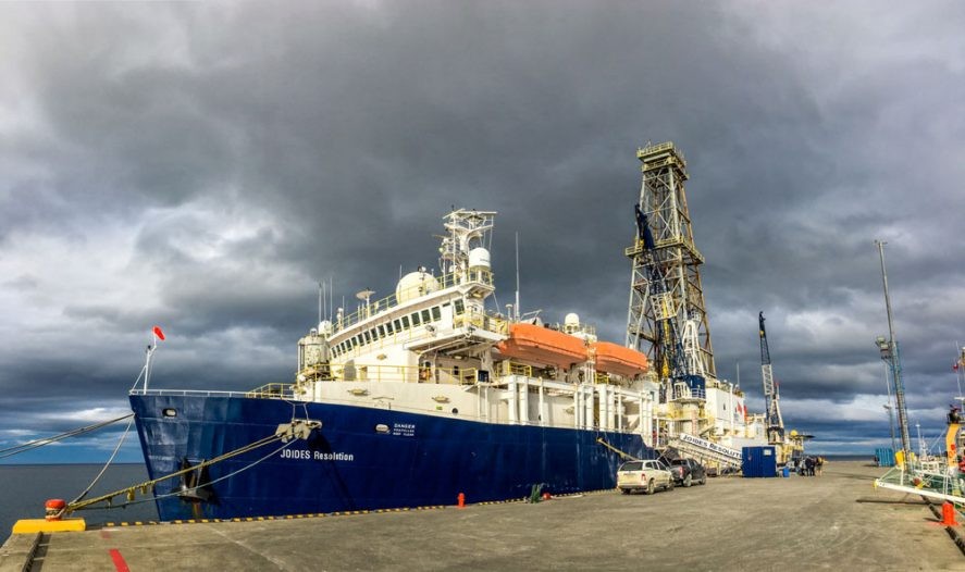 The JOIDES Resolution at the pier in Punta Arenas, Chile. (Photo: Thomas Ronge & IODP)The JOIDES Resolution at the pier in Punta Arenas, Chile. (Photo: Thomas Ronge & IODP)