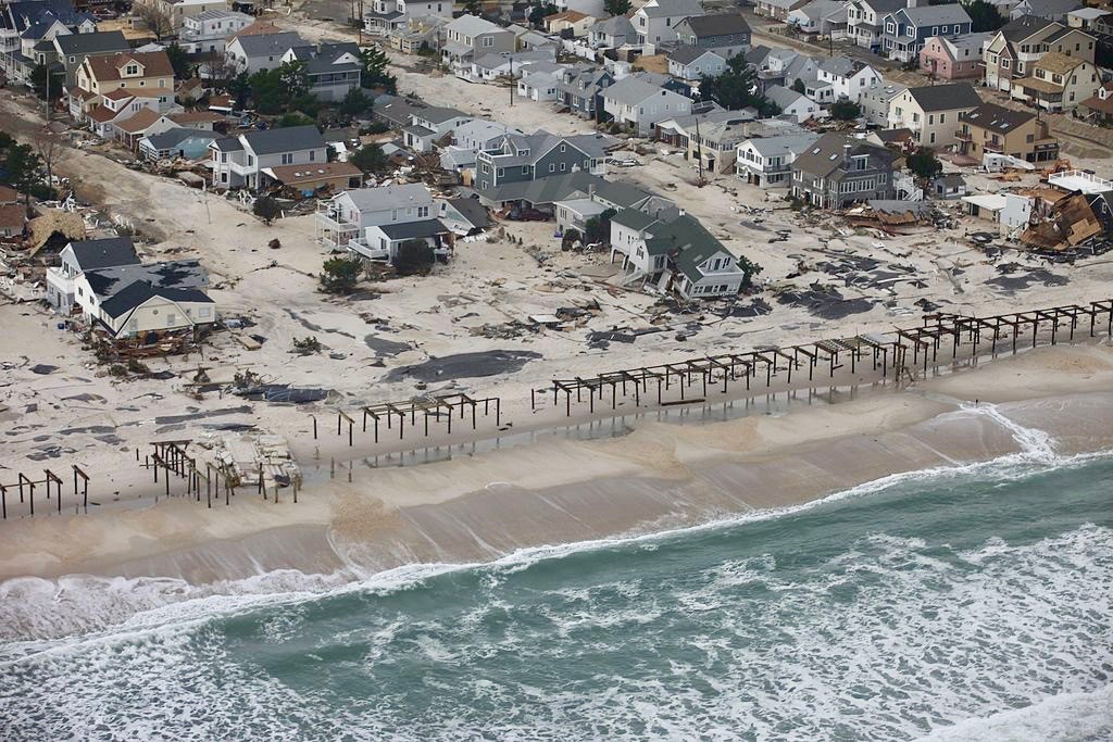 An aerial photo shows homes along the New Jersey shore damaged by the high storm tides and flooding caused by Hurricane Sandy. (Photo: Greg Thompson/USFWS)
