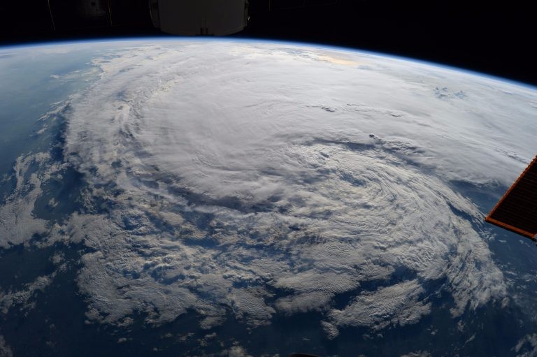 Hurricane Harvey as seen from the International Space Station on Aug. 28, 2017. (Photo courtesy of Randy Bresnik/NASA)