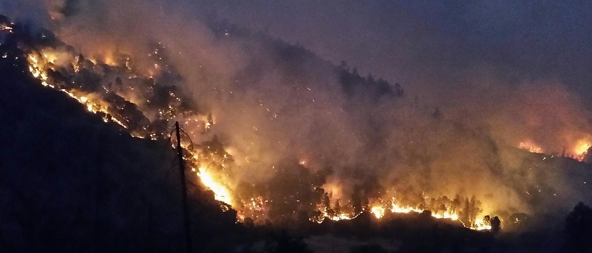 Wildfire burning in California